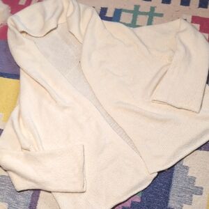 Slouchy Soft Wool & Mohair Oversized Cardigan By Eileen Fisher Cream Sweater